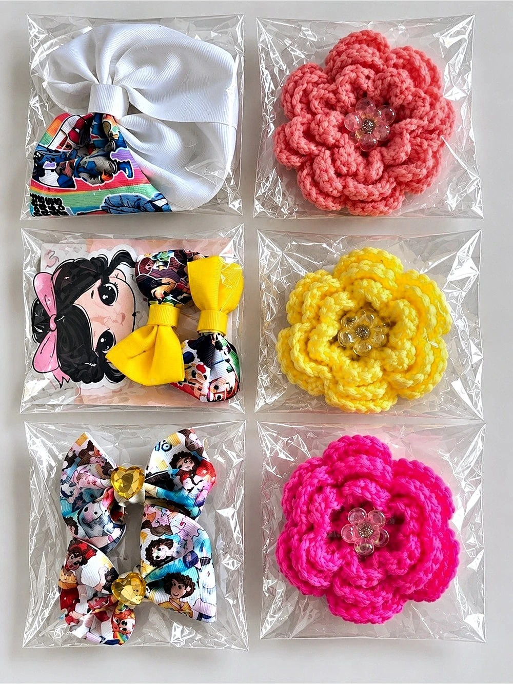 Kids Hair Accessories Set Pink & White